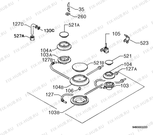 Взрыв-схема плиты (духовки) Zanussi ZXL65IW - Схема узла Functional parts 267